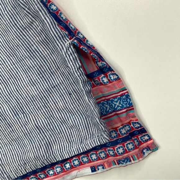 J. Jill Linen Blue Striped Floral Pattern Back Button Down Blouse. Size Small. - Picture 4 of 7
